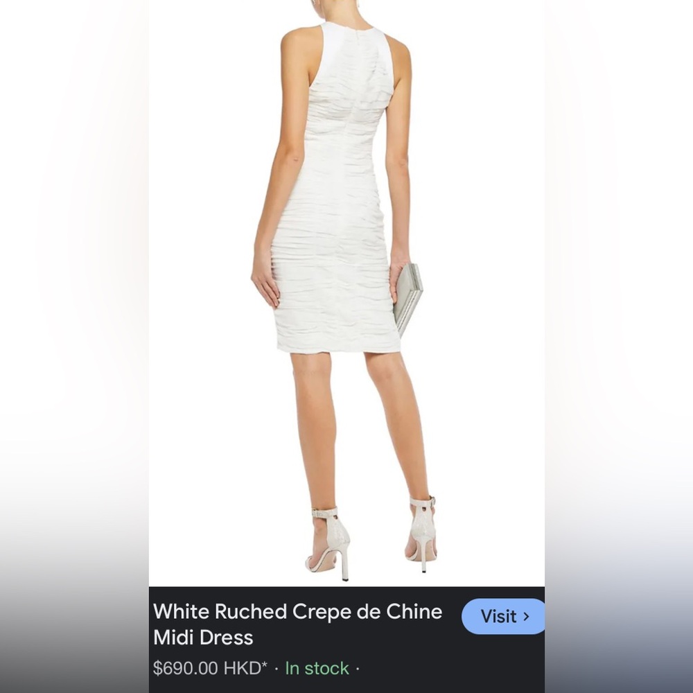 White Rouched Halter Sheath Dress - Picture 4 of 16